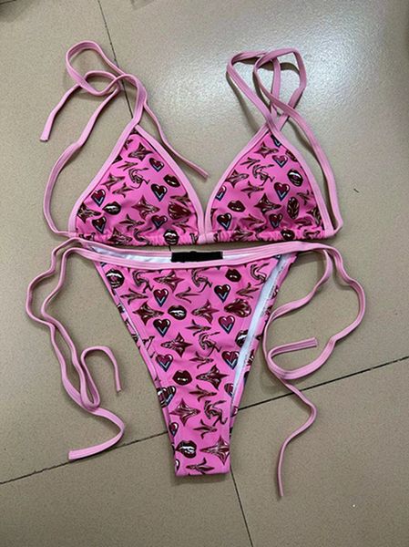 Fato de banho feminino de três pontas Moda Verão Conjunto de biquínis de duas peças com letras Sexy Praia Fatos de banho Roupa de banho Roupas de alta qualidade 43