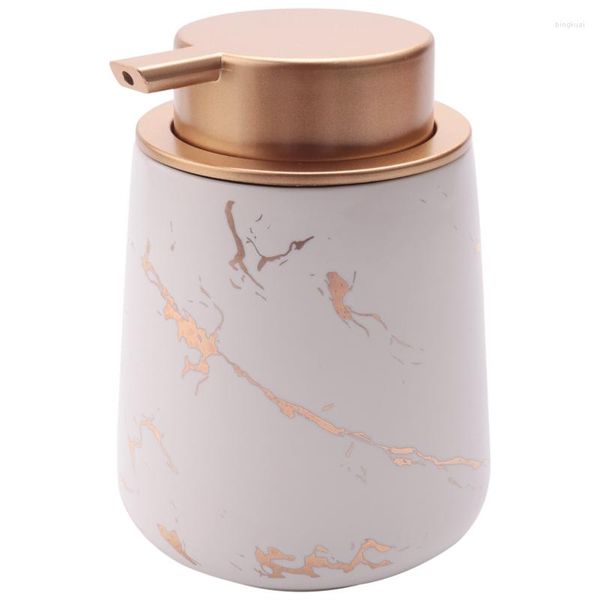 Garrafas de armazenamento Imitate Marble Ceramic Hand Soap Dispenser Portable Refillable Liquid Shampoo Lotion Frasco 400Ml