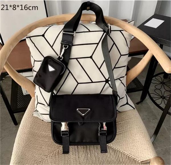 Модные дизайнеры роскошных дизайнеров мужские черные портфезы Crossbody Женщины пакеты на плечо деловая коммутирующая сумка нейлоновые портфели треугольники кошельки