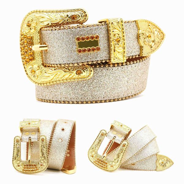 Bb Simon Gürtel Designergürtel Luxus Western Strassgürtel Goldene Schnalle Leder High-End Cintura Donna Schwarz Echtleder Diamantgürtel Modegürtel für Herren