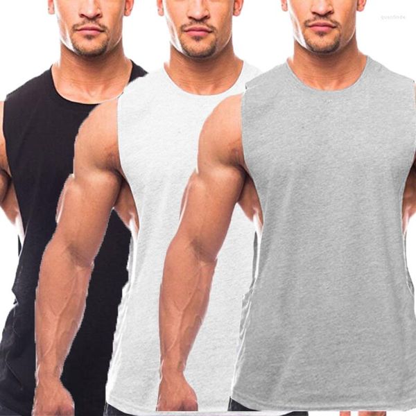 Erkek Tank Tops 3 Paket Sade Egzersiz Spor Salonu Erkekler Top Kas Yelek Vücut Geliştirme Kolsuz Gömlek Pamuk Moda Fitness Giyim Spor Singlets