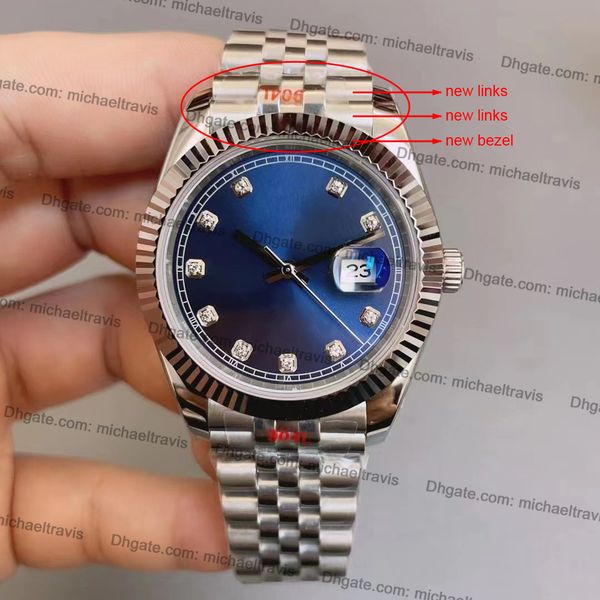 U1 St9 Mens Watch Designer 41mm Yeni Çember Yeni Bağlantılar Safir Crystal 904L Paslanmaz Çelik Su Geçirmez Saatler Erkekler İçin Bilekler Mavi Pırlanta