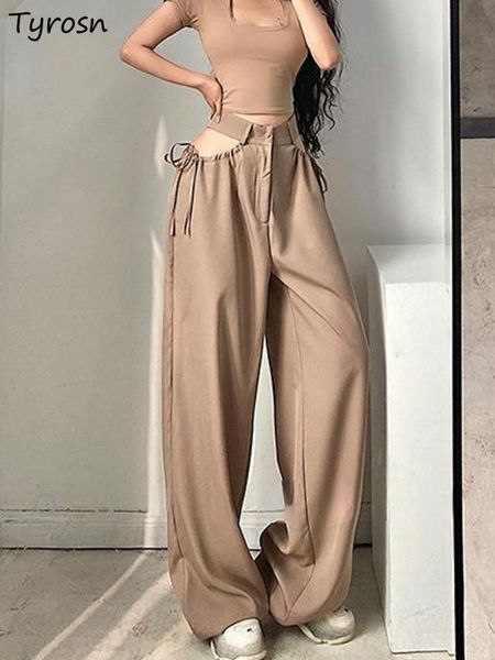 Anzüge Hosen Frauen Aushöhlen Sexy Design Retro Kreativität Streetwear Koreanischen Stil Freizeit Täglich Allmatch Hosen Sommer Heiße Mädchen