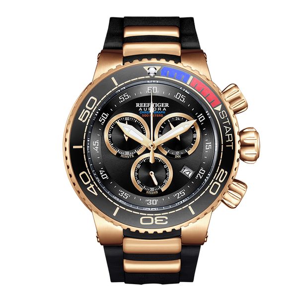 REEF TIGER/RT MEN LUXURY SPORT WATCES WATCES Водонепроницаемые аналоговые часы резиновые ремешки розовое золото большие часы Relogio Masculino RGA3168