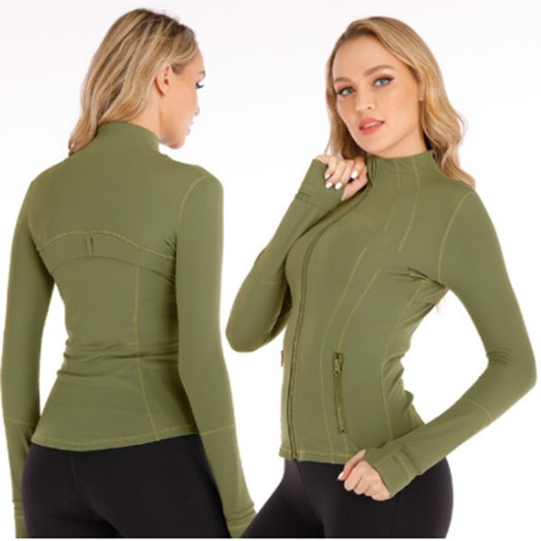 lu-001 Giacca da yoga Donna Abiti da yoga Definisci allenamento Cappotto sportivo Giacche fitness Sport Abbigliamento sportivo ad asciugatura rapida Top Felpa con cerniera solida Abbigliamento sportivo Vendita calda