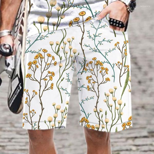 Männer Shorts Übergroße Blumen Pflanzen Muster Streetwear Bequeme Lose Mann Männer/Frauen Strand Harajuku 3D Gedruckt Mode Cool