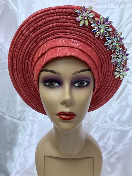 Stoff und Nähen African est Classic Mehrfarbige Motorhaube Femme Turbane bestickt Hochwertige Nigeria Gele Headtie Aso Oke mit Steinen1Set 230707