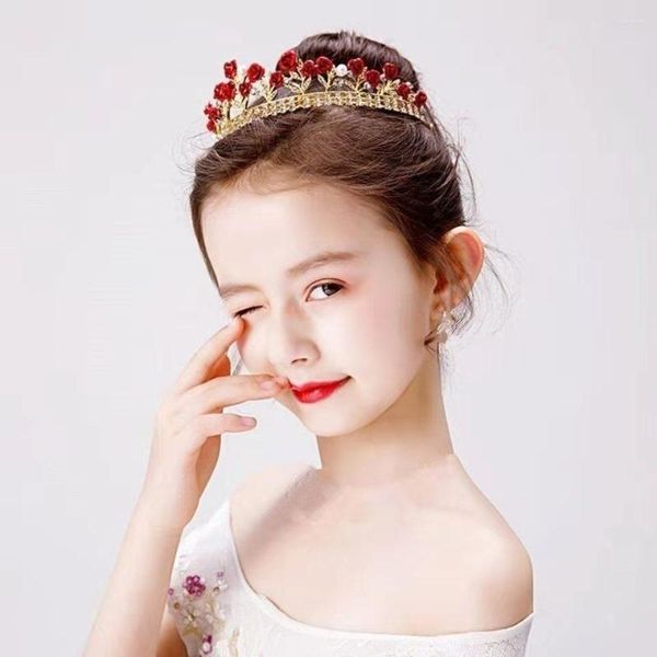 Acessórios para o cabelo Princesa Menina Tiara Crianças Noiva Coroa Floral Casamento Faixas de Cabelo de Noiva Acessórios Jóias Douradas Touca