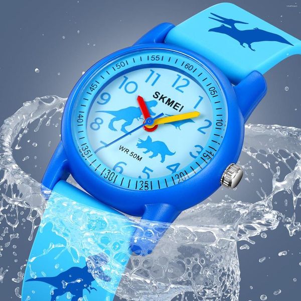 Armbanduhren SKMEI Trend Niedliches Haustier-Themenmuster Einfaches Cartoon-Druckarmband Wasserdicht Lässig Sport Student Kinder Quarzuhr 2157