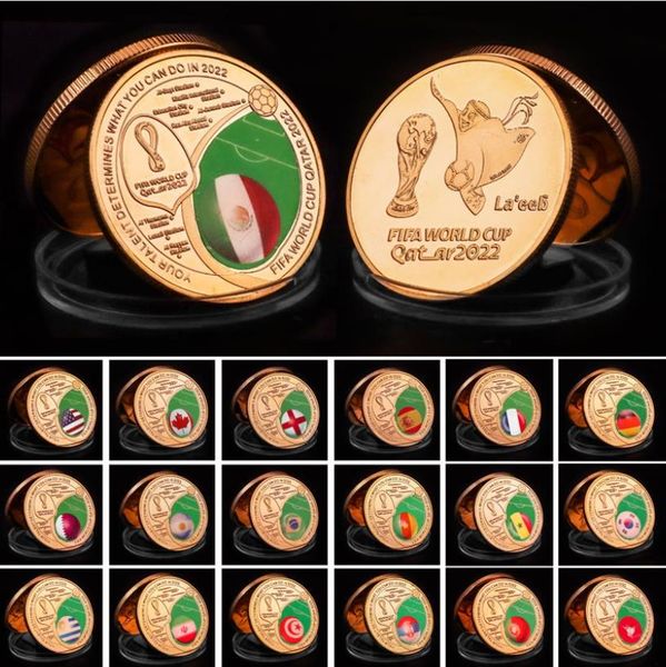 Moneta da sfida all'ingrosso per arti e mestieri Emblema della Coppa del mondo di calcio Medaglia commemorativa sportiva per il commercio estero