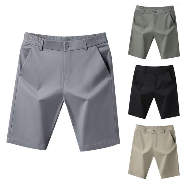 Pantaloncini da uomo in puro cotone casual per pantaloni da quartiere estivi, vestibilità slim sottile e possono essere legati con cinturini in pelle