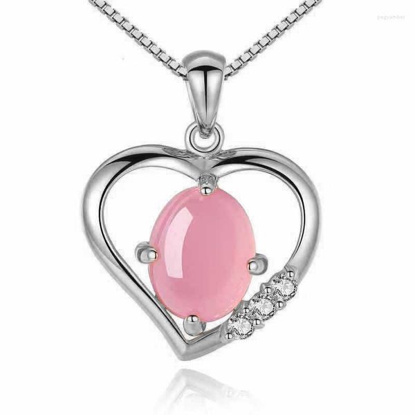 Подвесные ожерелья в форме сердца Ювелирные украшения элегантный розовый натуральный каменный конец мода мода женская вечеринка