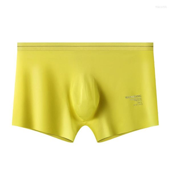 Cuecas Masculinas Cuecas Sem Costura Cuecas Calcinhas Transparente Sexy Gelo Seda Cintura Baixa U Convexo Bojo Grande Bolsa Boxers