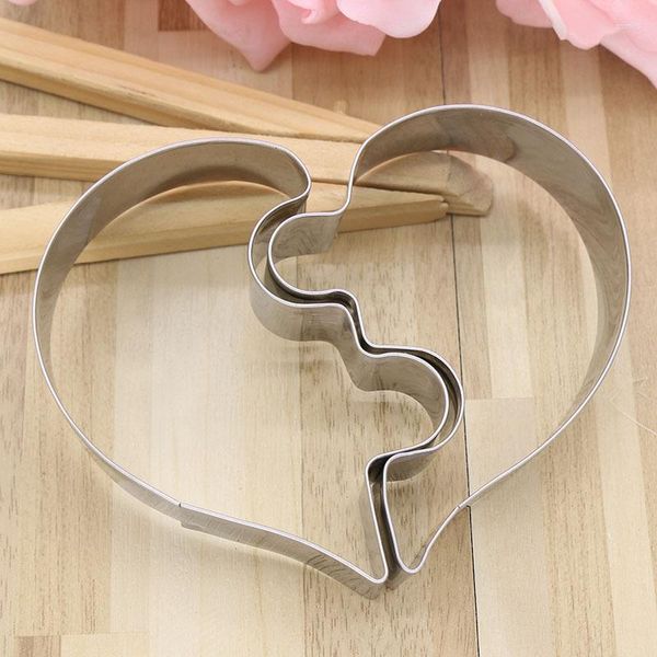 Stampi da forno 2 pezzi Stampi per biscotti a forma di cuore Taglierina a forma di sinistra destra Amore divertente Matrimonio Puzzle Biscotti romantici Stampo Biscotti Timbro