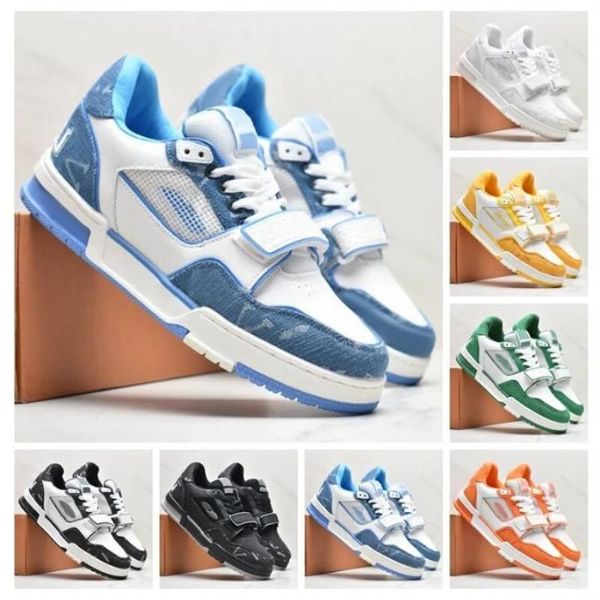 Детские туфли 2023 Новые дизайнерские кроссовки тренажера Virgil Casual Shoes Calfsiel кожа Abloh черно -белая зеленая красная синяя кожа Overla amvw