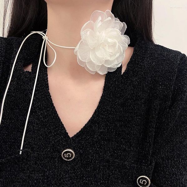 Collane con ciondolo Collana girocollo con catena a fascia con collo a nastro sottile in bianco e nero retrò coreano per gioielli da donna