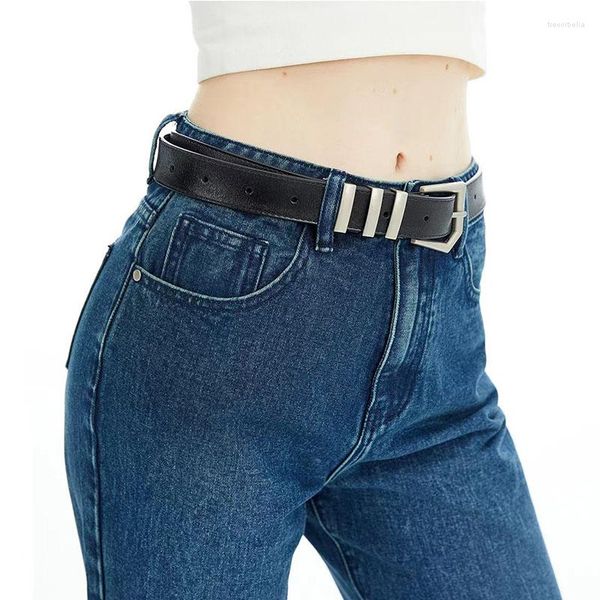 Gürtel Mode Punk Faux Leder Gürtel Für Frauen Trapezförmige Metall Pin Schnalle Hüftgurt Casual Kleid Jeans Dekoration Bund