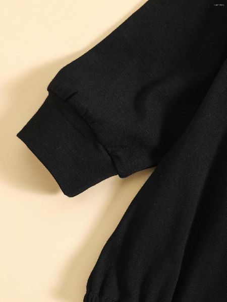 La ragazza veste il pagliaccetto della stampa della zucca di Halloween dei ragazzi infantili - Tuta nera girocollo a maniche lunghe per abbigliamento casual