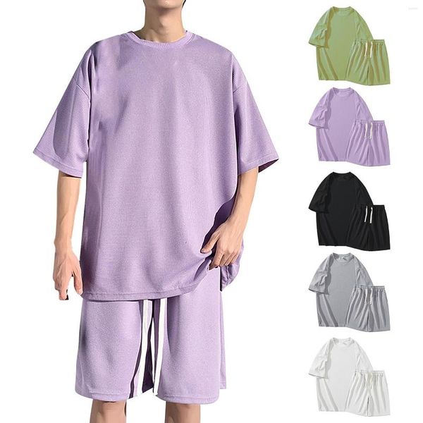 Set da corsa Pantaloncini da uomo estivi traspiranti antirughe in due pezzi T-shirt da uomo Set da uomo in lana Abiti su misura per uomo