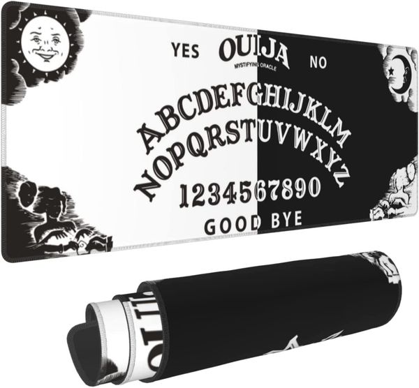 Schwarz-weißes Goth-Gaming-Mauspad, XL, groß, rutschfestes Gummi-Mauspad, genähte Kanten, Schreibtischunterlage, lang, 80 x 30 cm