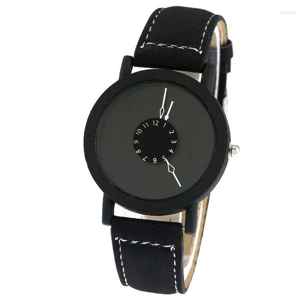 Orologi da polso Gnova Platinum Urban Orologio da uomo Minimalista Moda Donna Orologio da polso al quarzo Quadrante nero in pelle PU Stile Ginevra A835