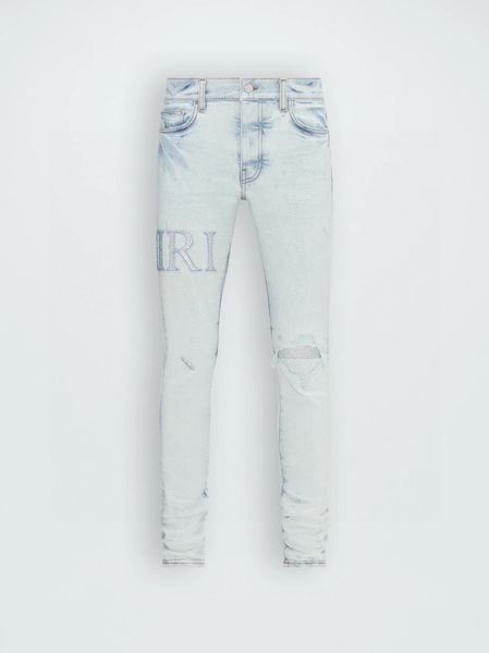 Jeans masculinos de grife 2023 calças rasgadas altas jeans de grife jeans masculinos calças bordadas calças com furos da moda calças com zíper mais vendidas am~s997jh