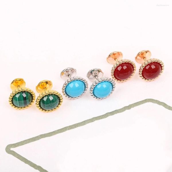 Brincos Stud 2023 Fashion Brand 925 Sterling Silver Jewelry Women's Colorful Red Green Cute Sweet Jelly
