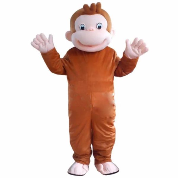 halloween Curious George Monkey Mascot Costumes Cartoon Character Outfit Terno Xmas Outdoor Party Outfit Tamanho Adulto Vestuário de Publicidade Promocional