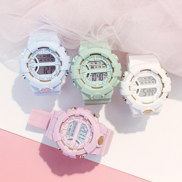 Orologi da polso Fashion LED Orologio digitale da donna Sport Casual Orologio elettronico da donna Bracciale in silicone di lusso Cinturino da polso Regalo