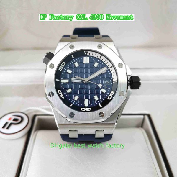 IP Factory Herrenuhr Better Version 42 mm 15720 Diver 15720ST.OO.A027CA.01 Blaues Zifferblatt Saphirglas Gummiuhren CAL.4308 Uhrwerk Automatische Herrenarmbanduhren