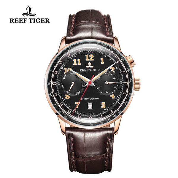 Reef Tiger/RT Herren-Klassiker-Kleideruhr für Herren, Roségold, Multifunktionsuhr, Saphirglas, Automatikuhren RGA9122