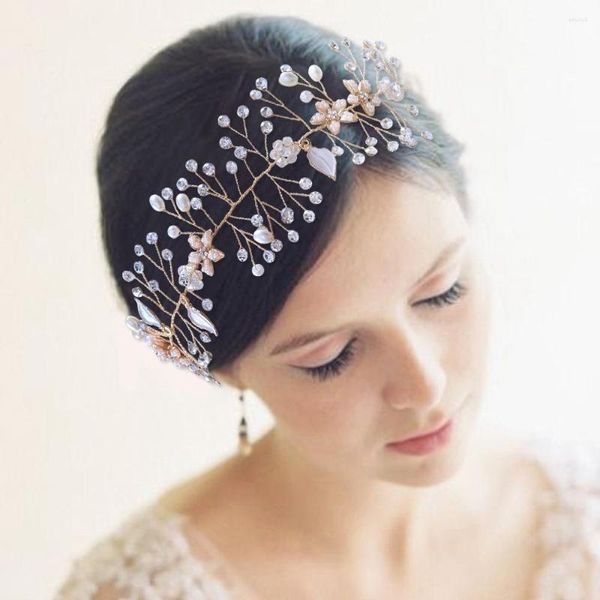 Fermagli per capelli Accessori da sposa Fasce per foglie di fiori Fasce per capelli Nastro in organza Copricapo per ornamento per feste spose