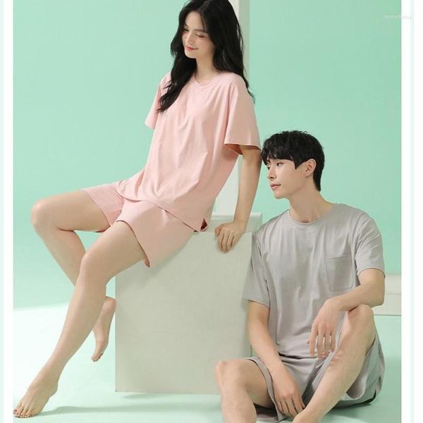 Женская одежда для сна мягкая модальная хлопковая корейская пижама Женщины Пижама Женская спальня набор мужчин 2 кусочки.