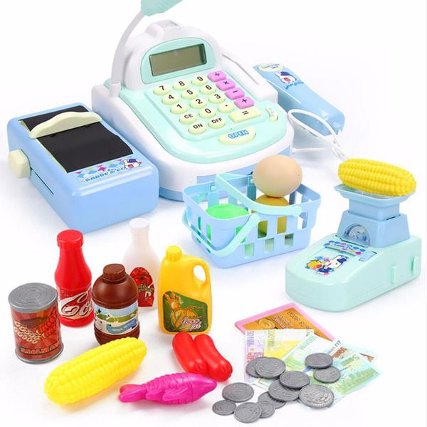 Mutfaklar Play Food Mini Simüle Süpermarket Kontrol Sayacı Rol Oyun Kasiyer Kazip Kazan