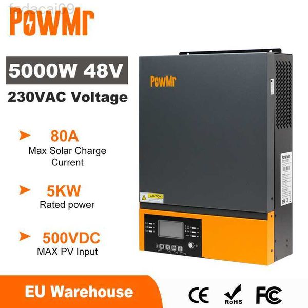 Auto Starthilfe Power PowMr Hybrid 5KW 48V 220V Off Grid Reiner Sinus-Wechselrichter 5000W mit MPPT 80A Solarladegerät Controller USB-Anschluss HKD230710