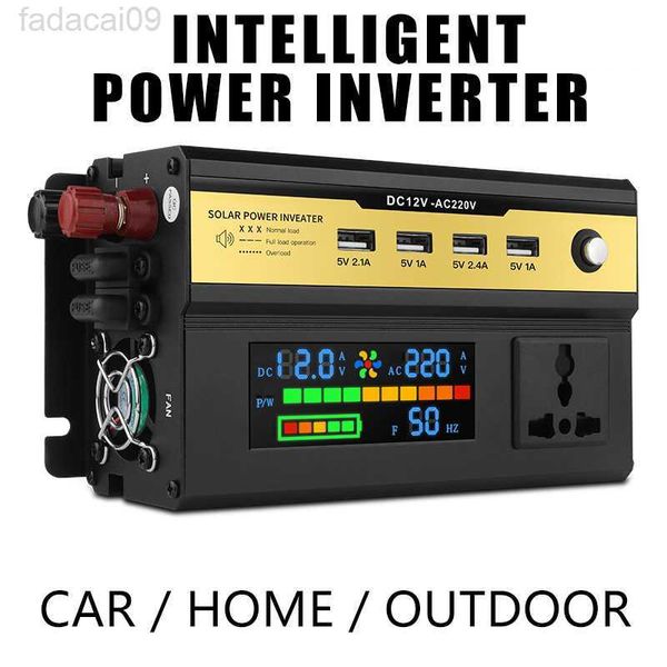 Car Jump Starter 1200W1600W2200W inverter di potenza Onda sinusoidale modificata Display LCD Inverter di potenza DC 12V a AC 220V Trasformatore per auto USB Converti HKD230710