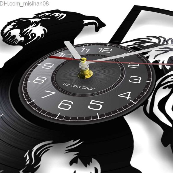 Relógios de parede Miniatura Schnauzer Silhueta gravação de vinil relógio de parede Donald raça alemã cerdas cão decoração de casa relógio de parede Z230711