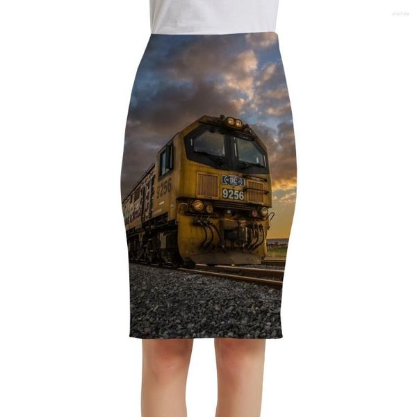 Gonne KYKU Marca Landscape Women Train Sexy Sunset Print Skirt Travel Office 3d Ladies Womens Floral Anime