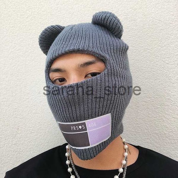 Beanie / Skull Caps INS Hot Men # 039; s Winter Bear Beanie Hat Warm Hip-hop Punk Funny Party Cappelli invernali lavorati a maglia per le donne Autunno Berretti di lana J230710