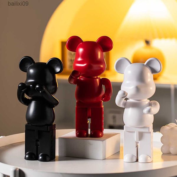 Objetos decorativos estatuetas escultura de urso criativo alto-falante bluetooth usb alto-falante decorativo portátil estatuetas de jogador de música de viagem para presente interior t230710