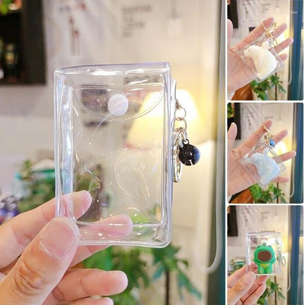 Кламки маленькая прозрачная сумка для ключей кошелек PVC Clear Mini Mini кошельки детские девочки Key Gipstick Marphone Сумки для хранения кошелька мешок кошелька