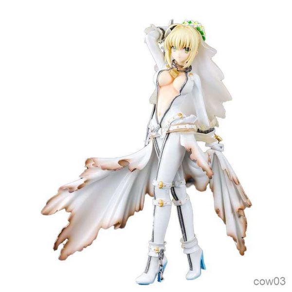 Action Toy Figures 22 cm Anime Figura Sabre Fate Stay Night Extra CCCC White War Abito da sposa Damageding Stationding Bambola Toy Gift Regal Colleziona Boxed R230710