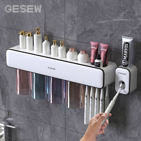 Porta spazzolini da denti GESEW Porta punch gratuito 2 3 4 tazze con grande organizer per cassetti per accessori per erogatore di dentifricio in bagno 230710