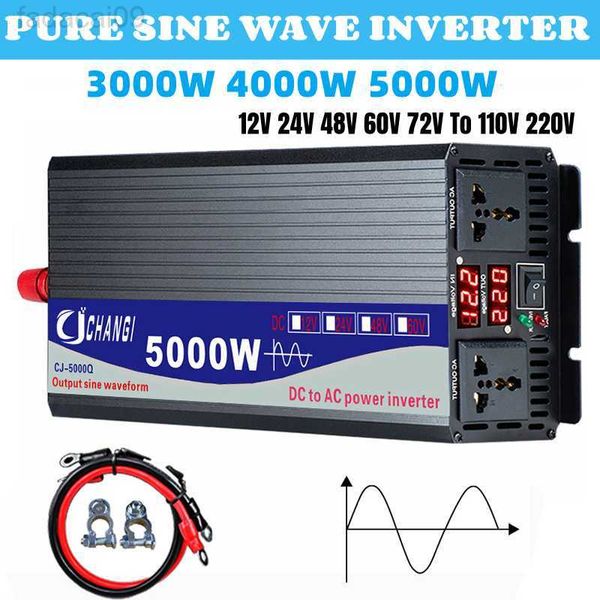 Jump Starter 300040005000W Onda Senoidal Pura DC 12V 24V 48V 60V para AC 220V Power Convert Conversor de Tomada Dupla Inversor de Carro Solar HKD230710