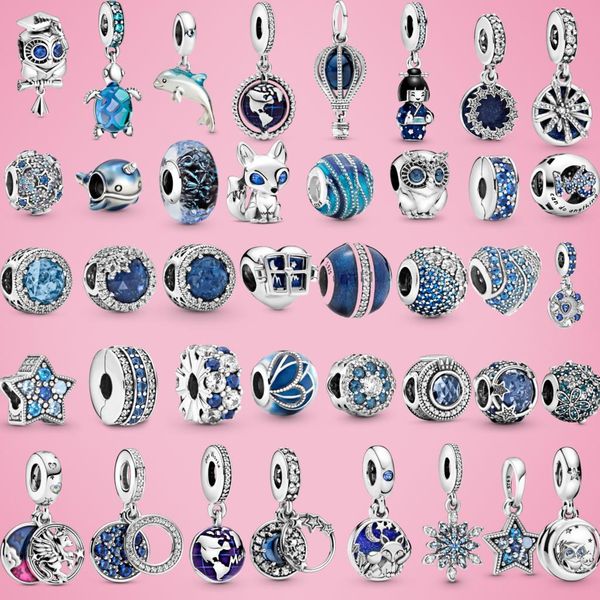 925 Sterling Silver New Fashion Women Pandora Charm Beads Star Snowflake Owl Fox Clip Unicorn Charm Adatto per bracciali e bracciali