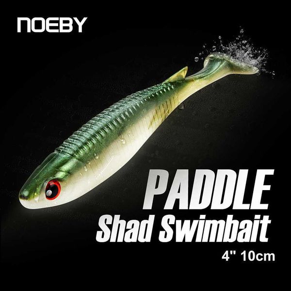 Iscas Iscas NOEBY Isca Macia 10cm 8g Isca de Pesca 4 pçs Paddle Tail Shad Swimbait Wobblers PVC Iscas Artificiais para Pike Bass Fishing Lures HKD230710