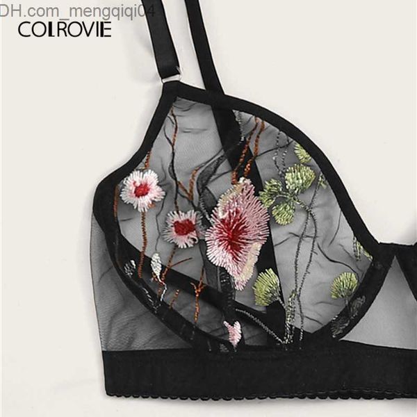 Bras Sets Colrovie Floral вышитые белье -белье, набор женщин Sexy Set 2019 Sexy Sets Floral Bra и Thongs Ladies Bra Set LJ201211 Z230710