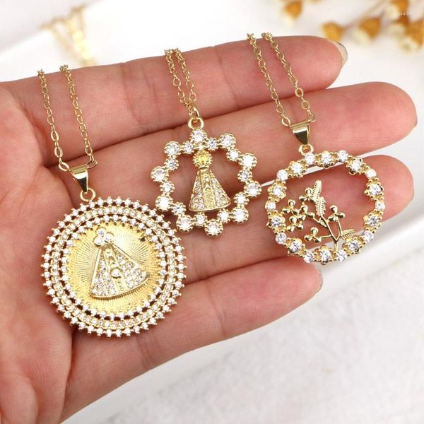 Ketten 5PCS Ankunft Mode Exquisite Zirkonia Jungfrau Maria Halskette Frauen Klassische Retro Religiöse Kette Jesus Schmuck Geschenke