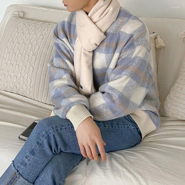 Männer Pullover 2023 Tragen Plaid Pullover Herbst Und Winter Koreanischen Stil Lose Pullover Gestrickte Tops Alle-spiel Vintage kleidung E76