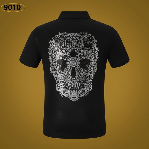 NOVA Camisa Pólo Masculina PP Summer Skull Diamond Phillip Plain Manga Curta Designer T Shirt Harajuku Tee Brand Skulls Print Tops Streetwear WM9010